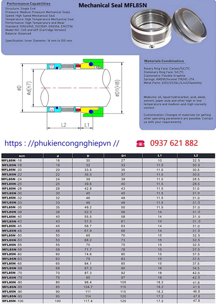 Phớt bơm MFL85N-4